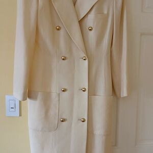 Lynn Greene for Richard Neal elegant Cream Double-Breasted Women's Coat